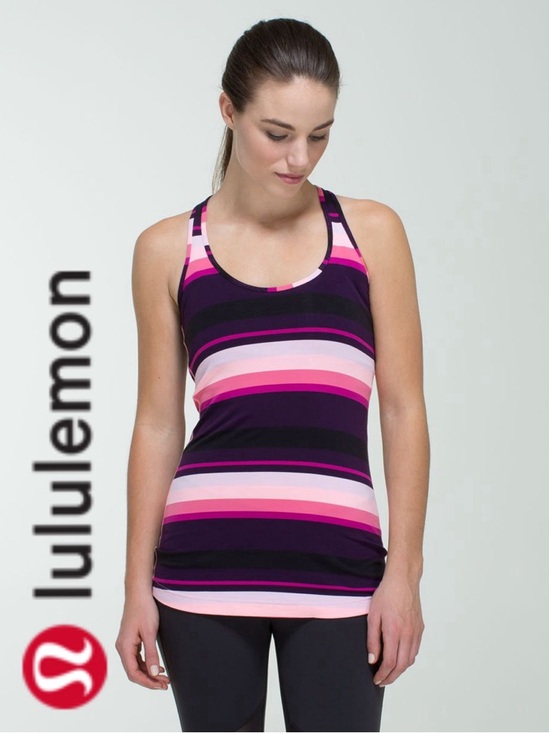 lululemon athletica Tops - 💕Lululemon Racerback Tank Small Assorted Stripe Coral Pink Purple Athletic Top